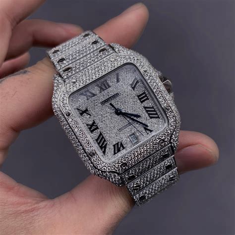 iced out cartier santos|cartier santos iced out price.